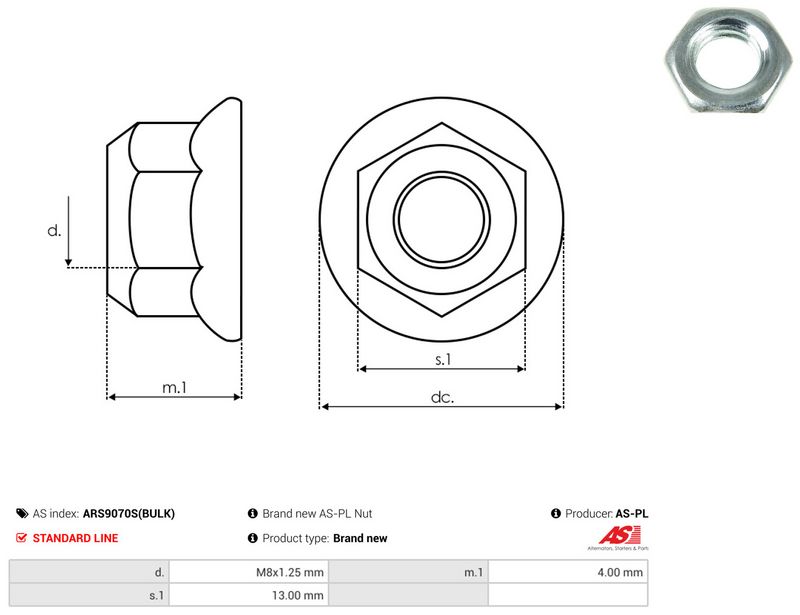 AS-PL ARS9070S(BULK) Repair Set, alternator