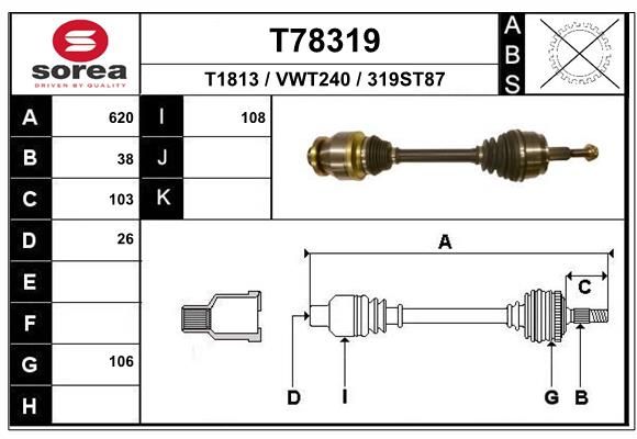 EAI hajtótengely T78319