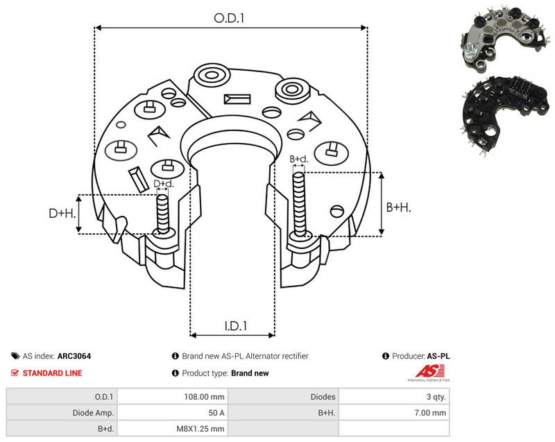 AS-PL ARC3064 Rectifier, alternator