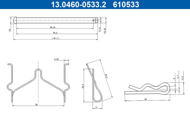 Zubehörsatz, Scheibenbremsbelag