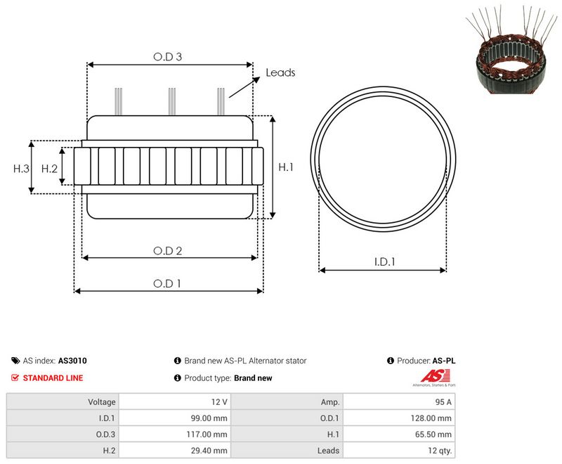 Staator, generaator, AS-PL AS3010