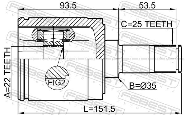 FEBEST 0311-ESMTRH Joint Kit, drive shaft