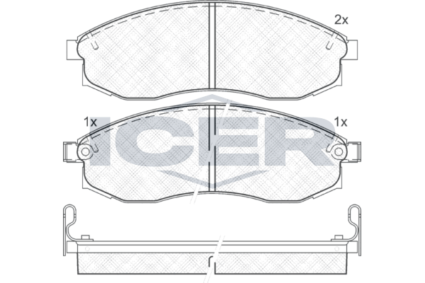Комплект гальмівних накладок, дискове гальмо, Icer 181179