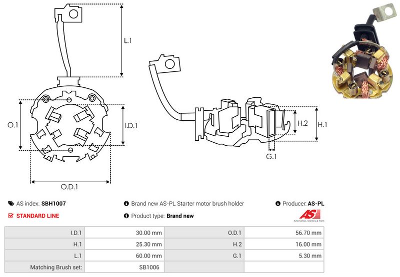 AS-PL SBH1007 Holder, carbon brushes