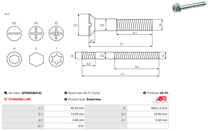 AS-PL SP2003(BULK) Repair Set, alternator