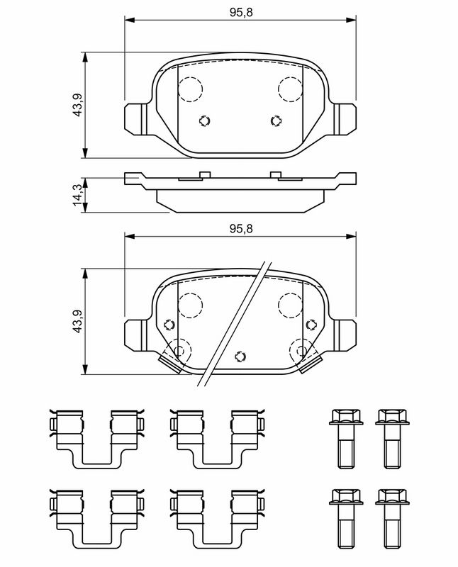 Piduriklotsi komplekt, ketaspidur, BOSCH 0 986 494 935