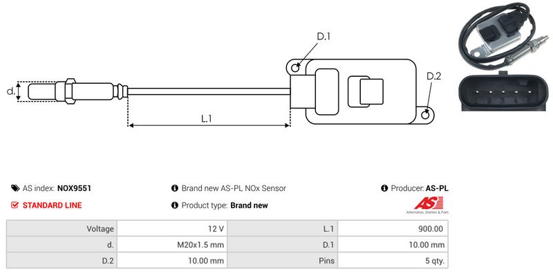AS-PL NOX9551 NOx Sensor, urea injection