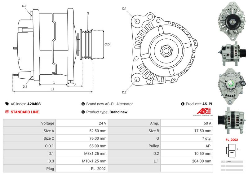 AS-PL A2040S Alternator