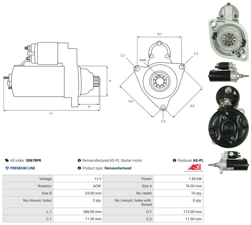 Starter, AS-PL S0678PR