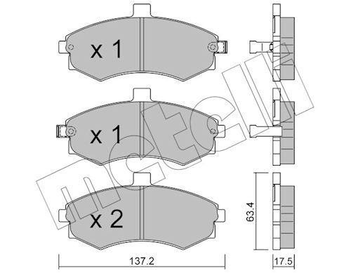 комплект спирачно феродо, дискови спирачки METELLI