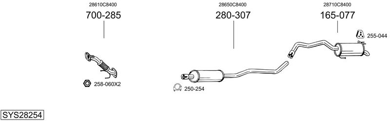 BOSAL kipufogórendszer SYS28254