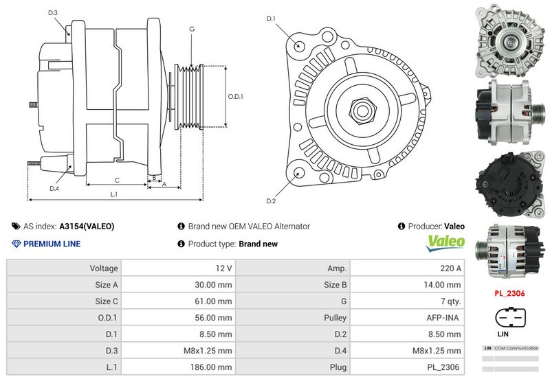 AS-PL A3154(VALEO) Alternator