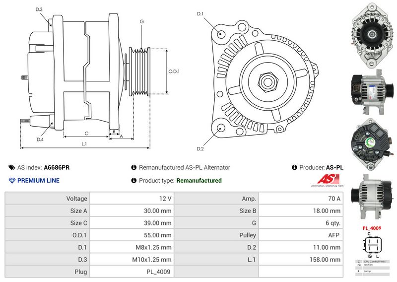 AS-PL A6686PR Alternator