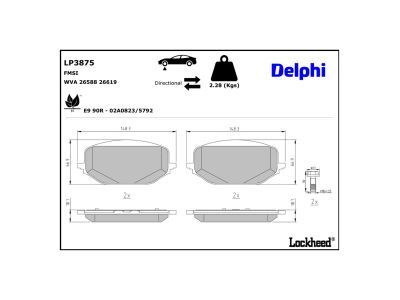 DELPHI LP3875 Brake Pad Set, disc brake