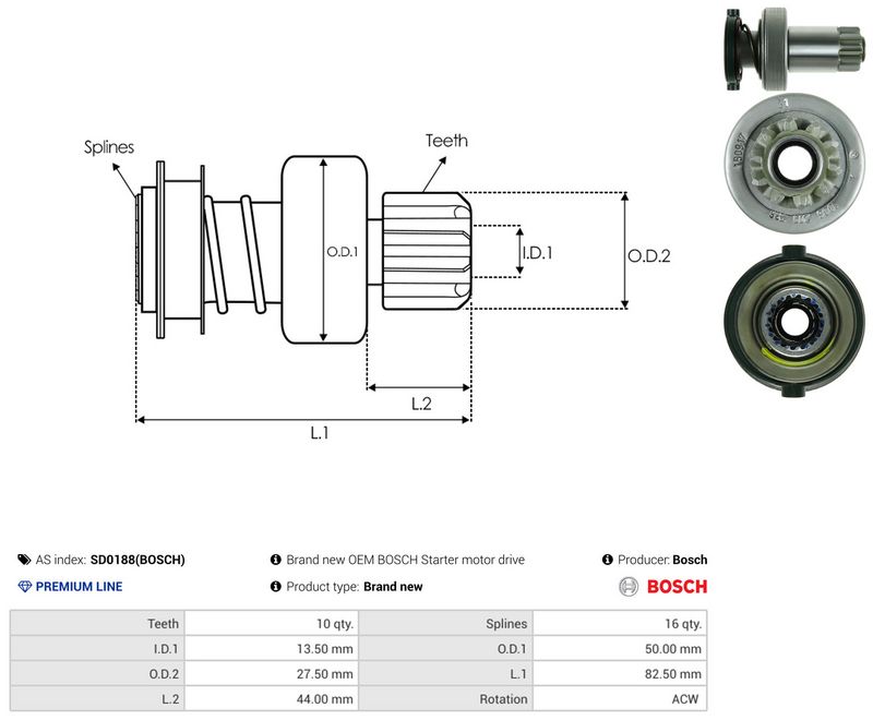 AS-PL SD0188(BOSCH) Freewheel Gear, starter