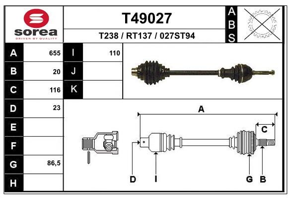 EAI hajtótengely T49027