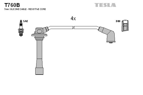 Комплект проводів високої напруги, Mazda (T760B) TESLA BLATNA, Tesla T760B