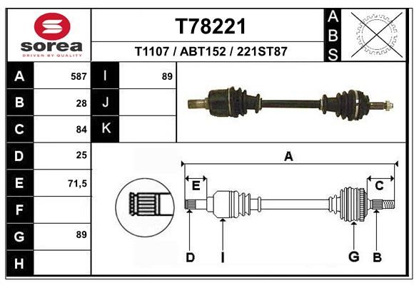 EAI hajtótengely T78221