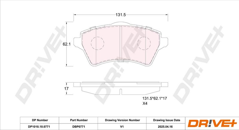 Set placute frana,frana disc DP1010.10.0771 Dr!ve+