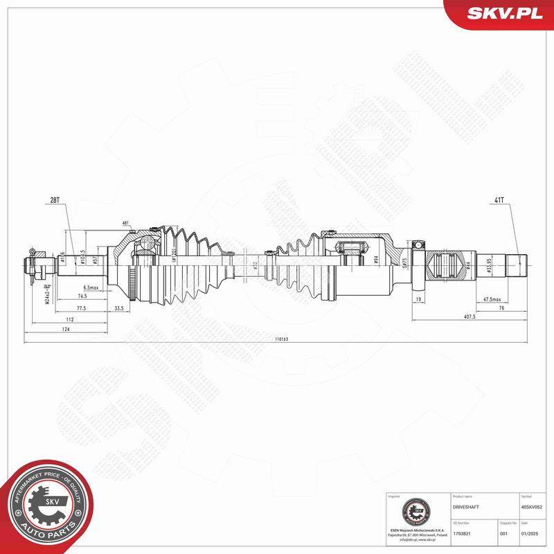 ESEN SKV 40SKV052 Drive Shaft