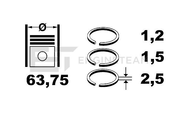 Product Image - Zuigerveerset - R1000625 - ET ENGINETEAM