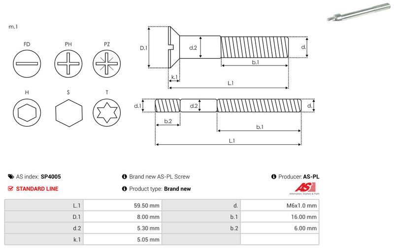AS-PL SP4005 Repair Set, alternator