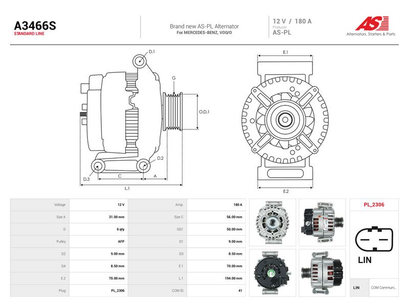 Generaator, AS-PL A3466S