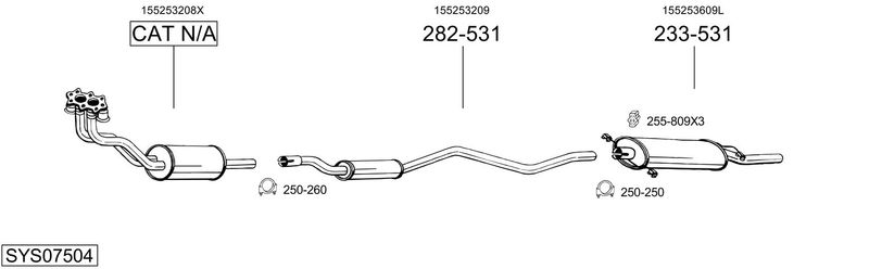 BOSAL kipufogórendszer SYS07504