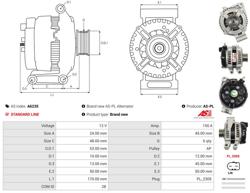 AS-PL A6235 Alternator