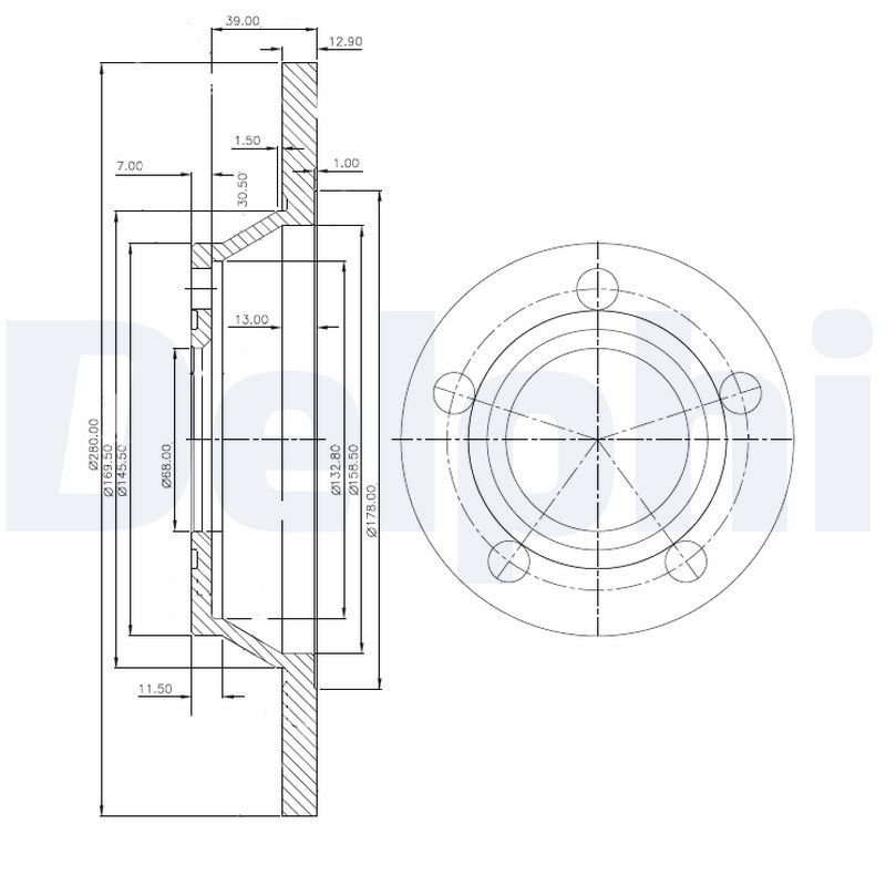 DELPHI Volkswagen диск тормозной передний A4 1.6/1.9TDI 11/94-