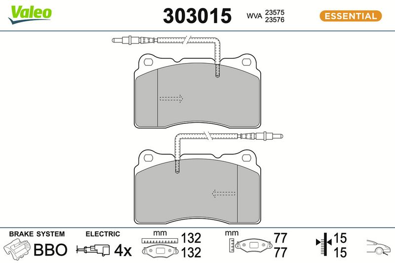 комплект спирачно феродо, дискови спирачки VALEO