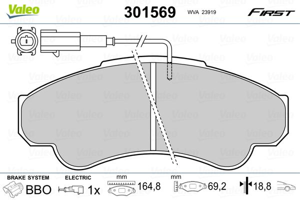 VALEO fékbetétkészlet, tárcsafék 301569