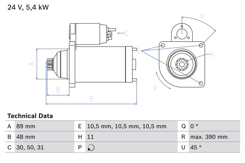 BOSCH önindító 0 986 014 910