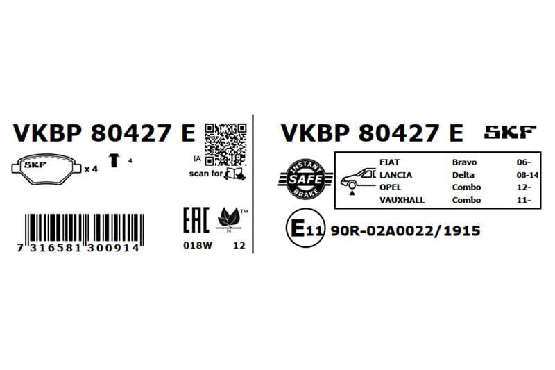 SKF VKBP 80427 E Brake Pad Set, disc brake