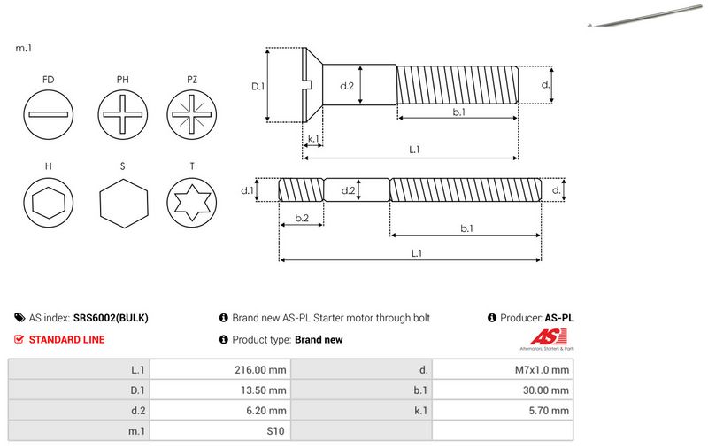AS-PL SRS6002(BULK) Repair Set, alternator